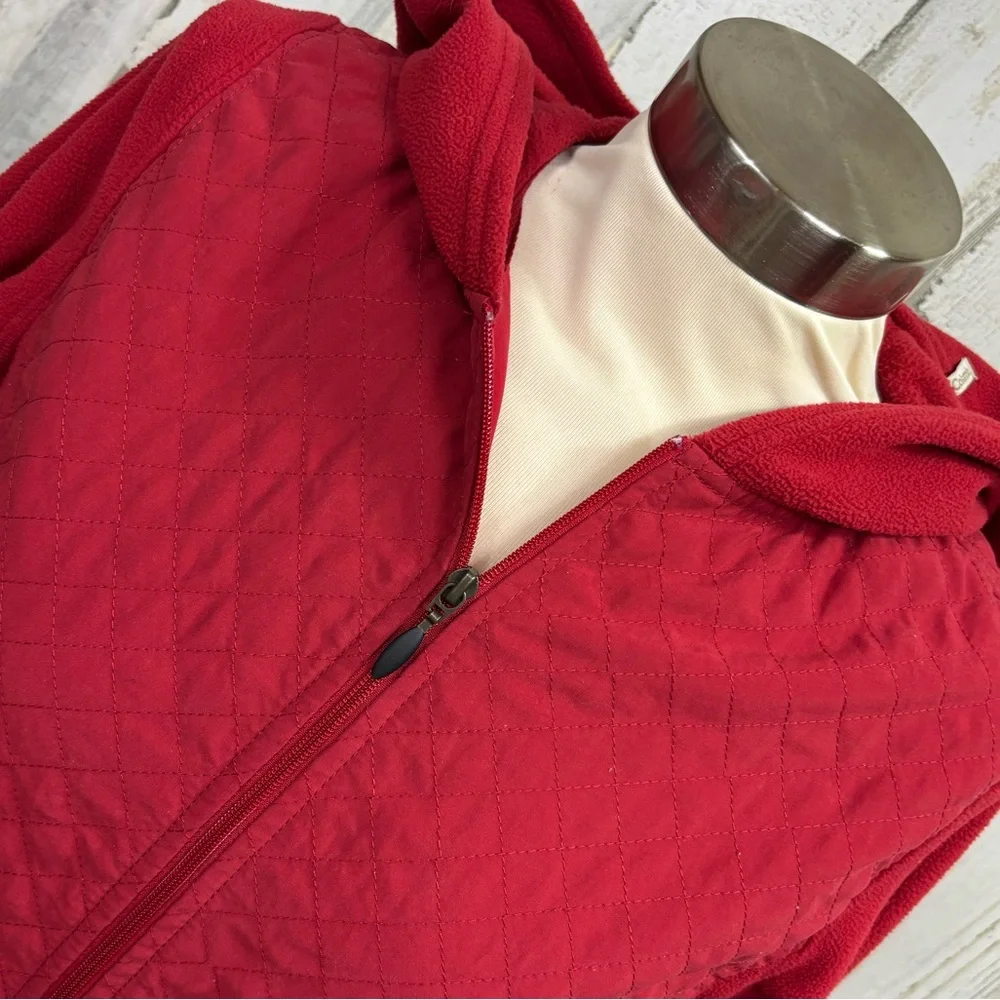 Columbia Red‎ Quilted Hooded Zip Front Jacket
